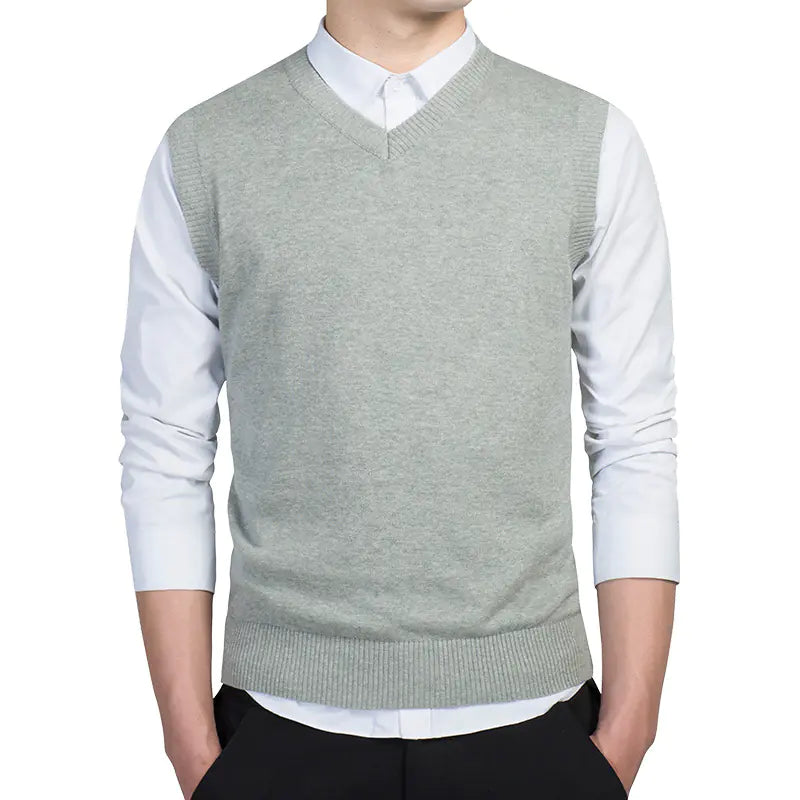 Men's Sleeveless V-Neck Knit Sweater Vest