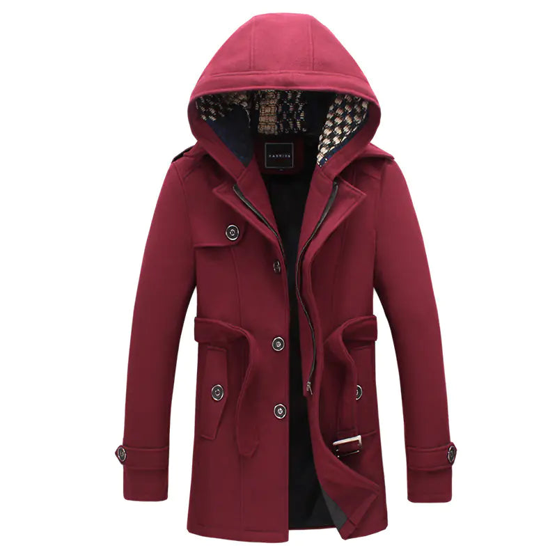Hooded Men's Short Trench Coat