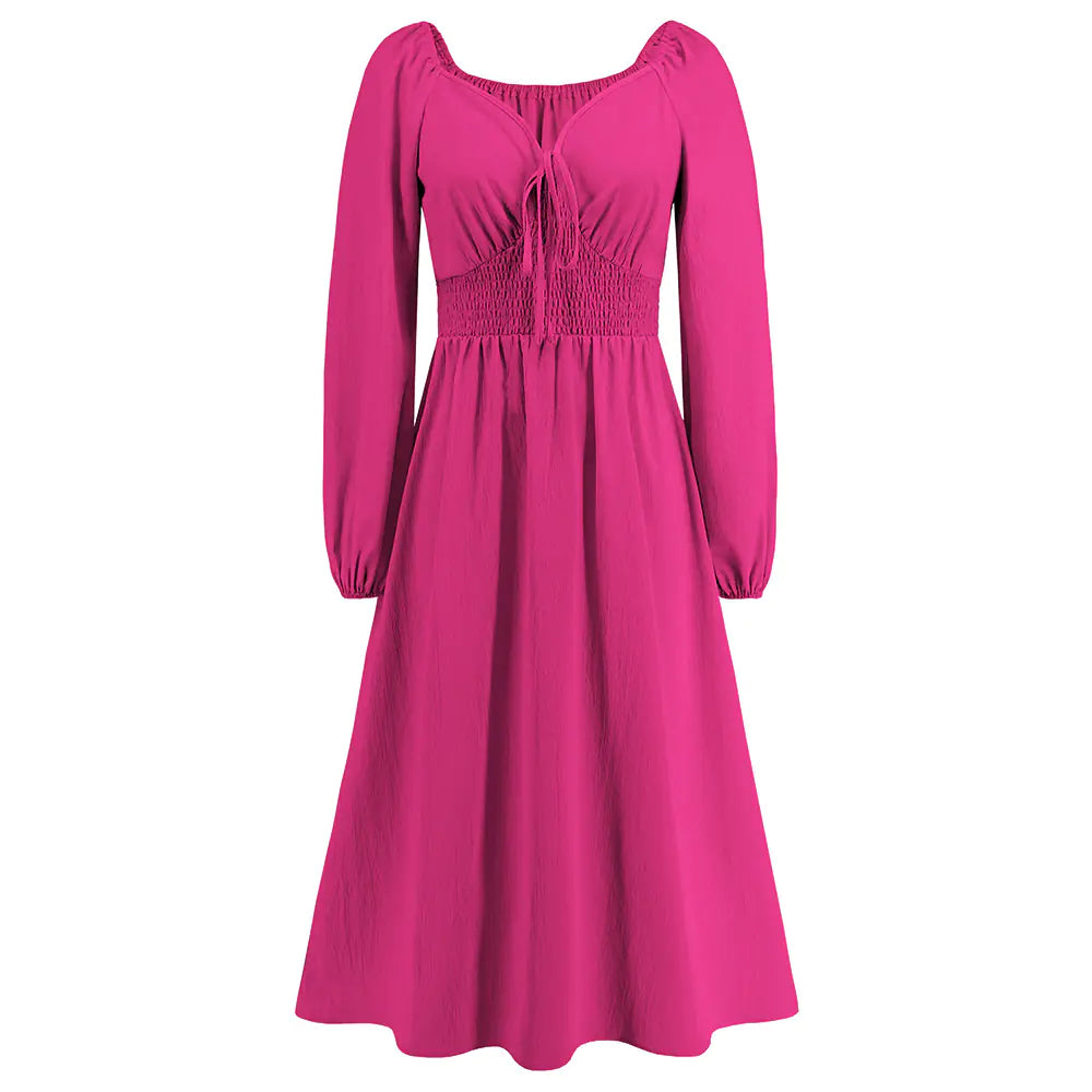 Elegant V-neck Slim-fit Long Sleeve Dress for Women