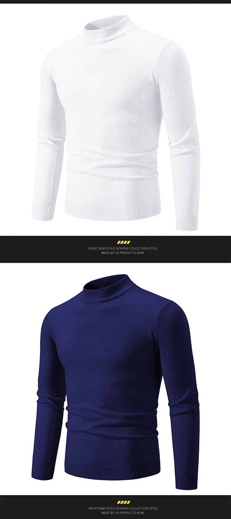 Men's Winter Solid Color Slim Fit Round Neck Sweater