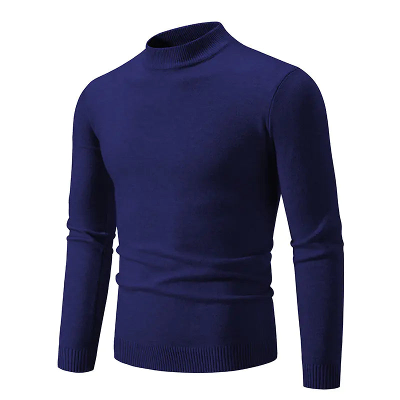 Men's Winter Solid Color Slim Fit Round Neck Sweater