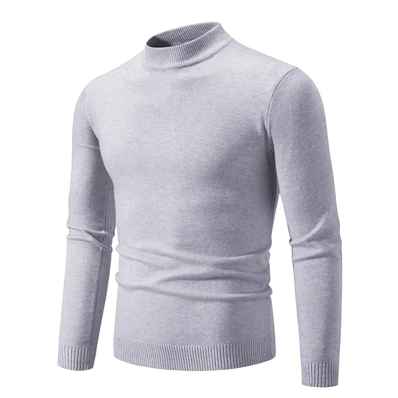 Men's Winter Solid Color Slim Fit Round Neck Sweater
