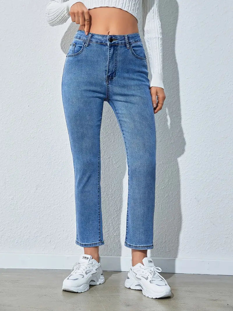 High Rise Stretchy Cropped Skinny Jeans for Women