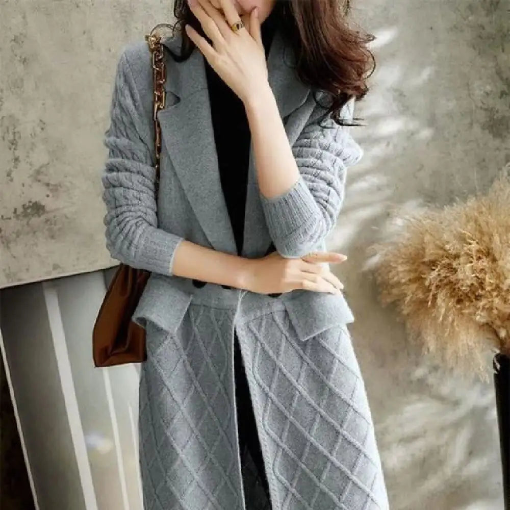 Thickened Solid Color Women's Sweater Coat