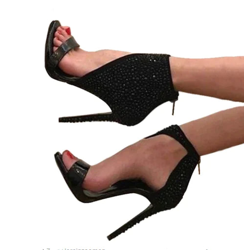 Rhinestone Sandals, High Heels, Roman Shoes