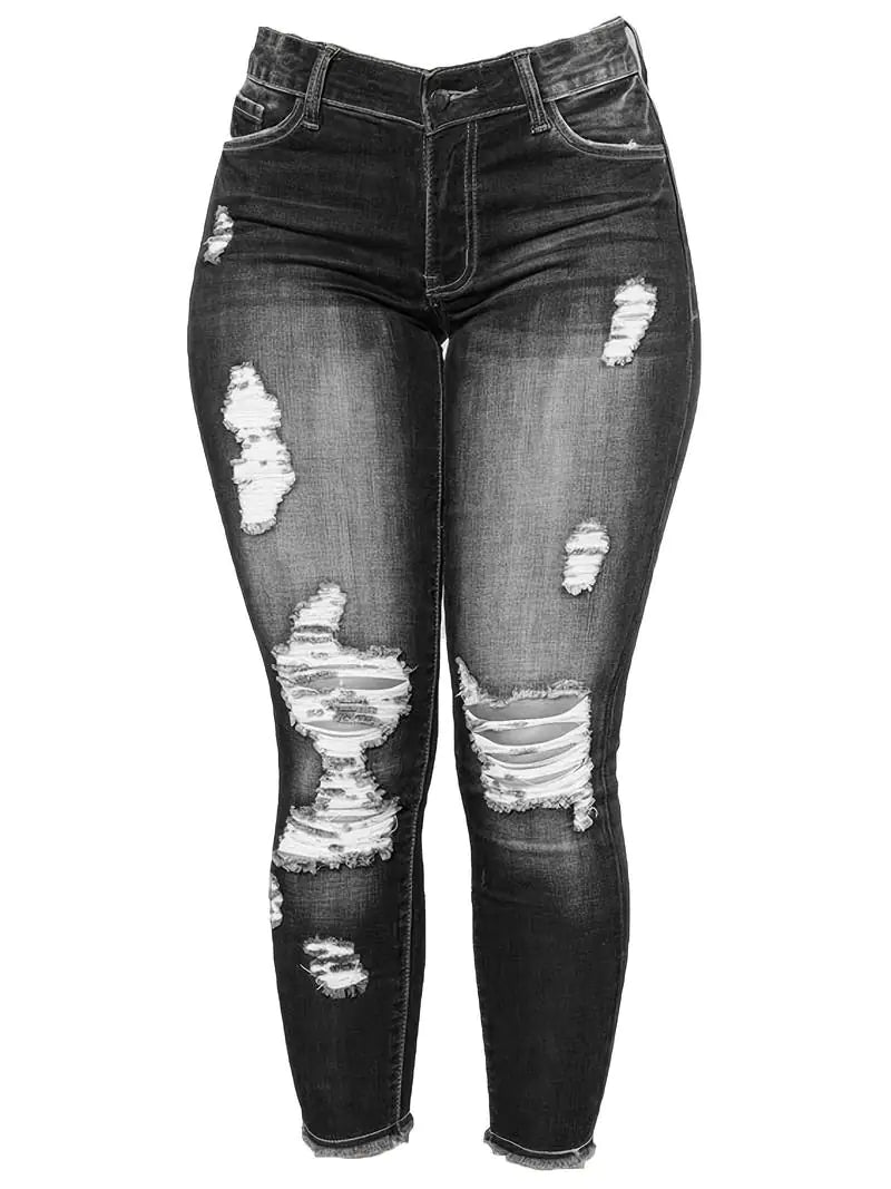 High Rise Ripped Cropped Skinny Jeans for Women