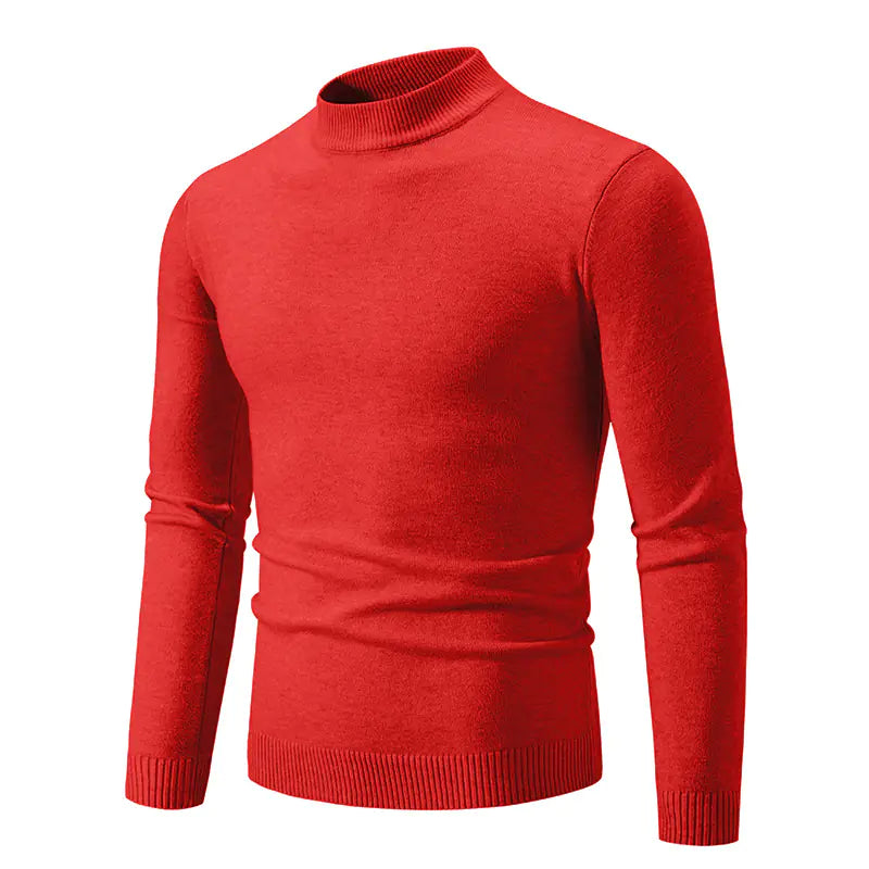 Men's Winter Solid Color Slim Fit Round Neck Sweater