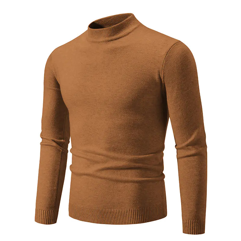 Men's Winter Solid Color Slim Fit Round Neck Sweater