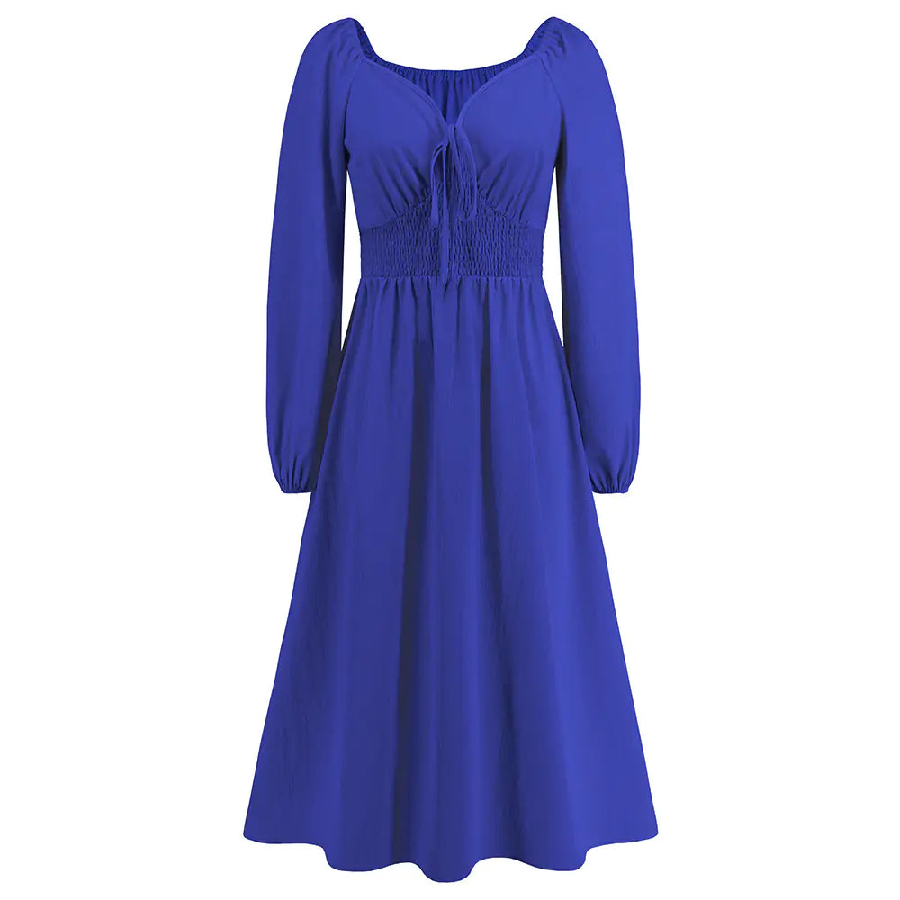 Elegant V-neck Slim-fit Long Sleeve Dress for Women
