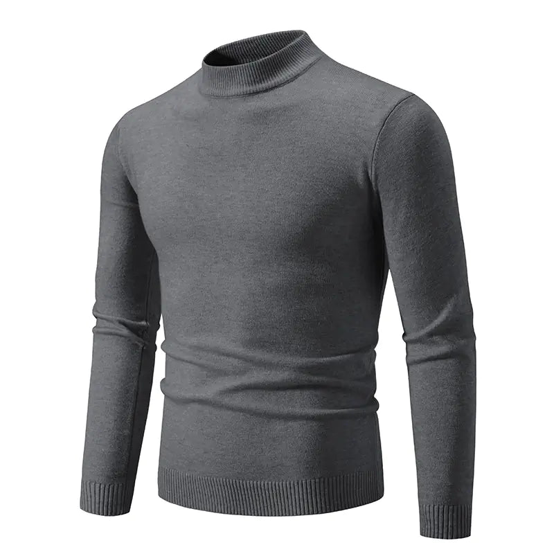 Men's Winter Solid Color Slim Fit Round Neck Sweater