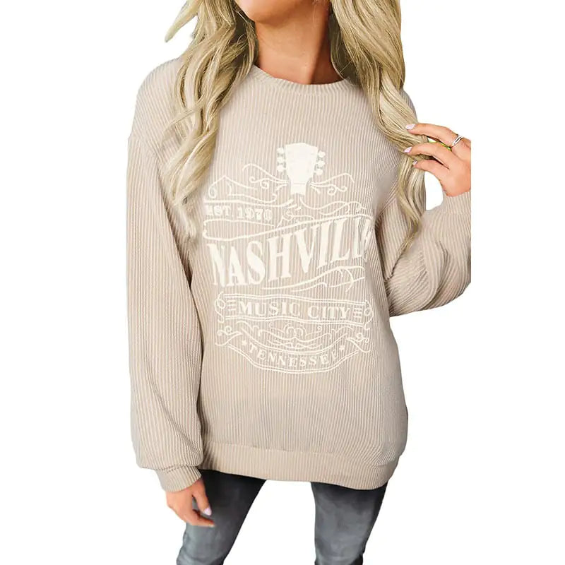 Women's Round Neck Long Sleeve Pullover Top