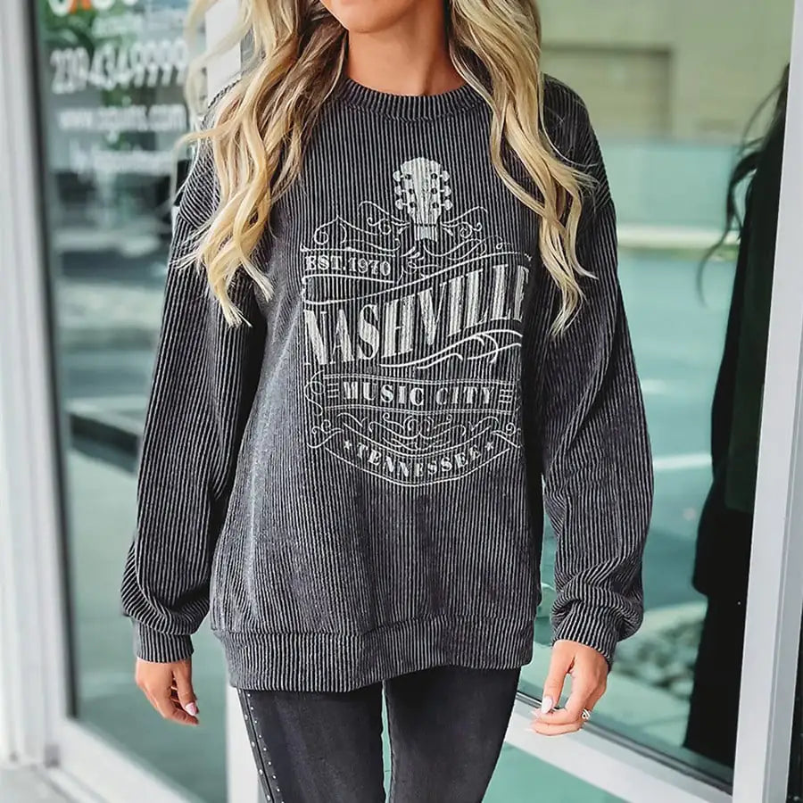 Women's Round Neck Long Sleeve Pullover Top