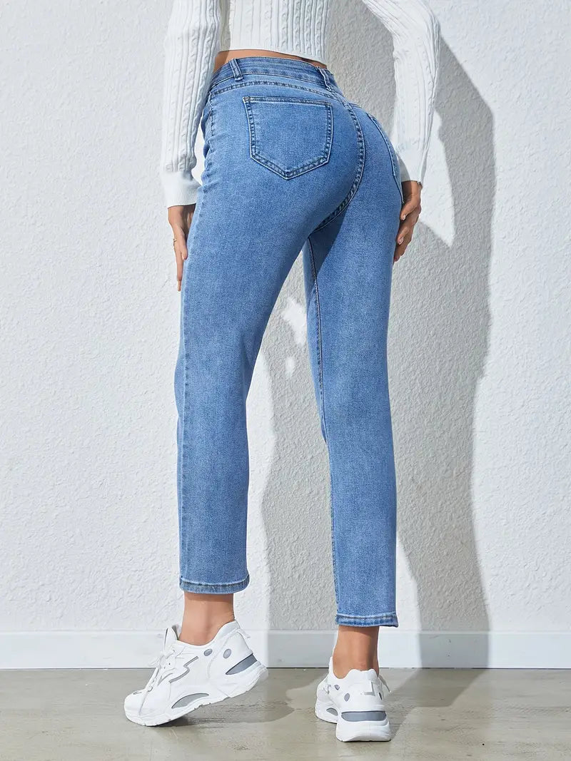 High Rise Stretchy Cropped Skinny Jeans for Women