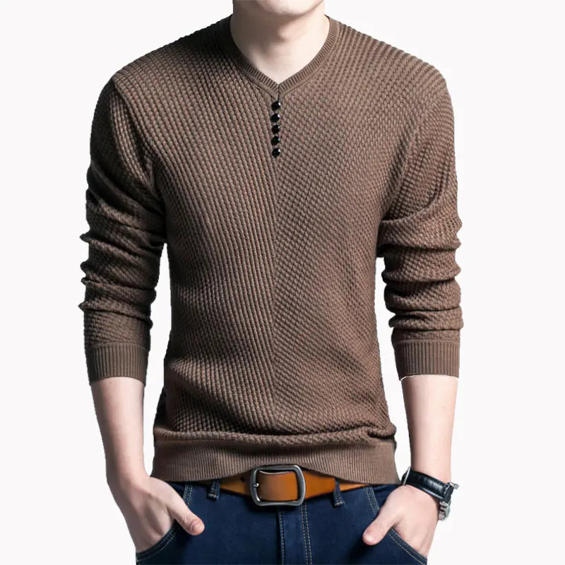 Men's Casual V-Neck Knit Sweater Top (Pullover)