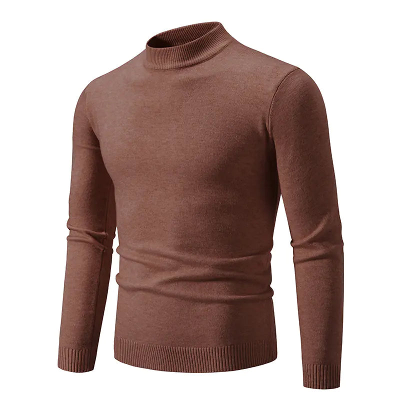 Men's Winter Solid Color Slim Fit Round Neck Sweater