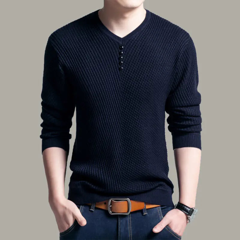 Men's Casual V-Neck Knit Sweater Top (Pullover)