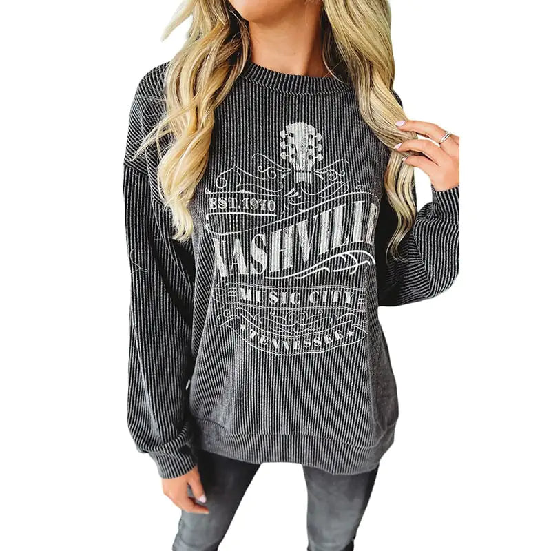Women's Round Neck Long Sleeve Pullover Top
