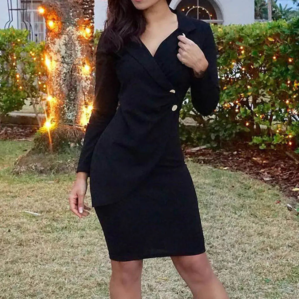 Bodycon Casual Work Dress, Slim Fit Career Dress