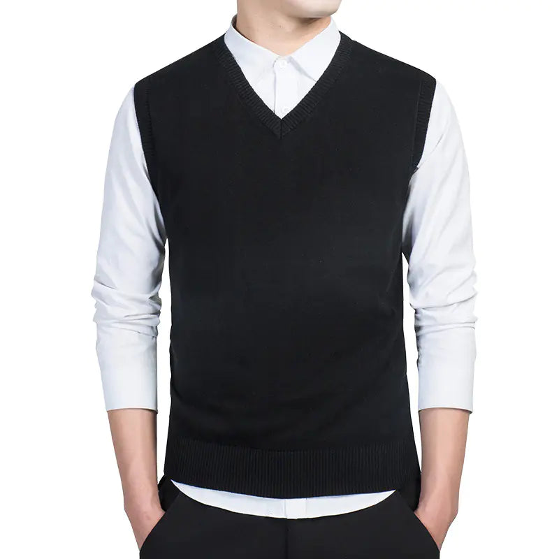 Men's Sleeveless V-Neck Knit Sweater Vest