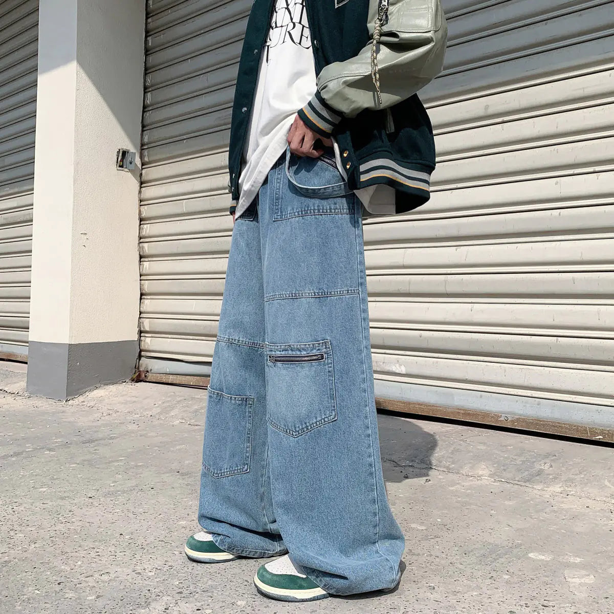Men's Oversized Baggy Denim Pants in Blue