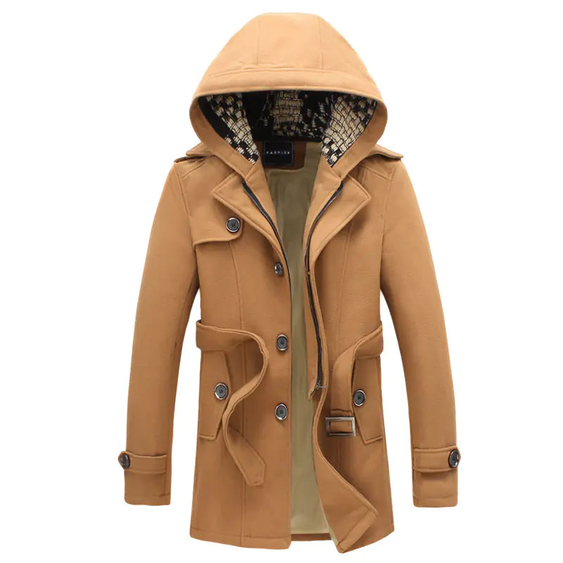 Hooded Men's Short Trench Coat