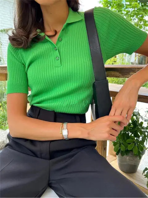 Fashionable Women's Summer Polo Shirts with Short Sleeves