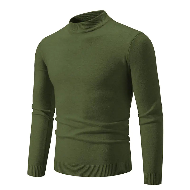 Men's Winter Solid Color Slim Fit Round Neck Sweater