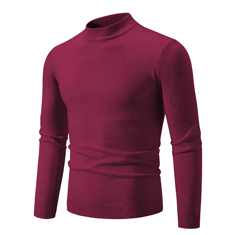 Men's Winter Solid Color Slim Fit Round Neck Sweater