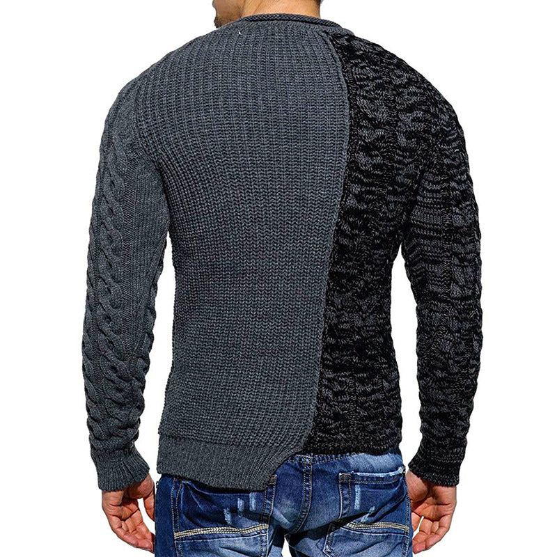 Men's Color Block Slim Fit Round Neck Sweater