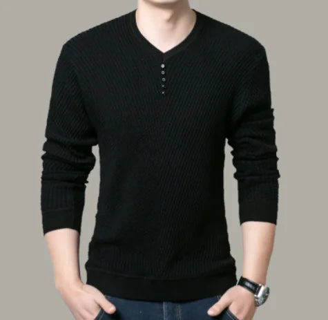 Men's Casual V-Neck Knit Sweater Top (Pullover)