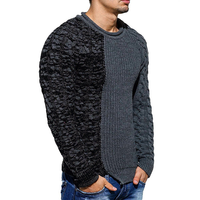 Men's Color Block Slim Fit Round Neck Sweater