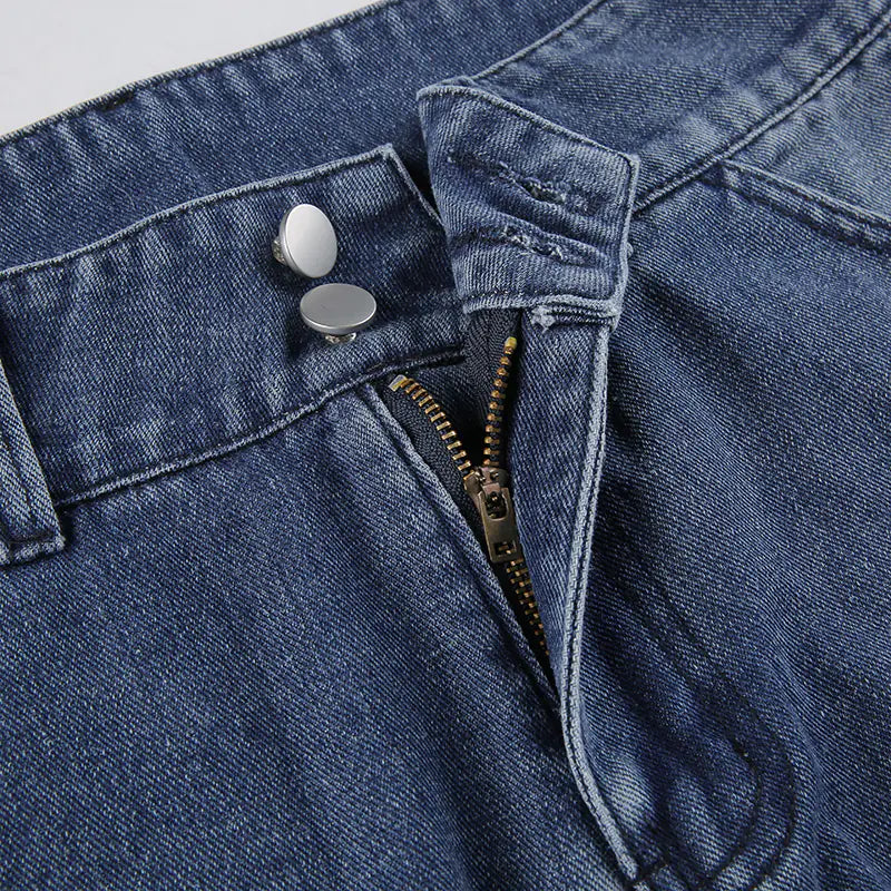90s Vintage High Waist Baggy Cargo Jeans for Women
