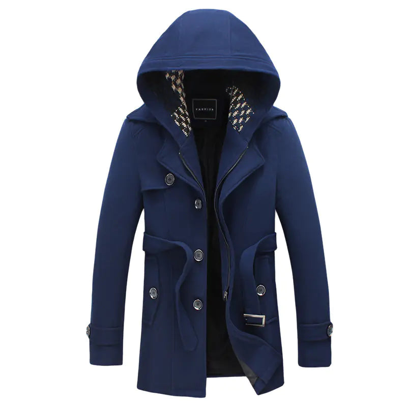 Hooded Men's Short Trench Coat