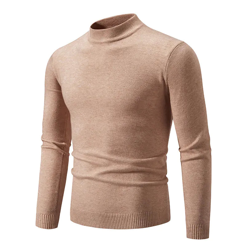 Men's Winter Solid Color Slim Fit Round Neck Sweater