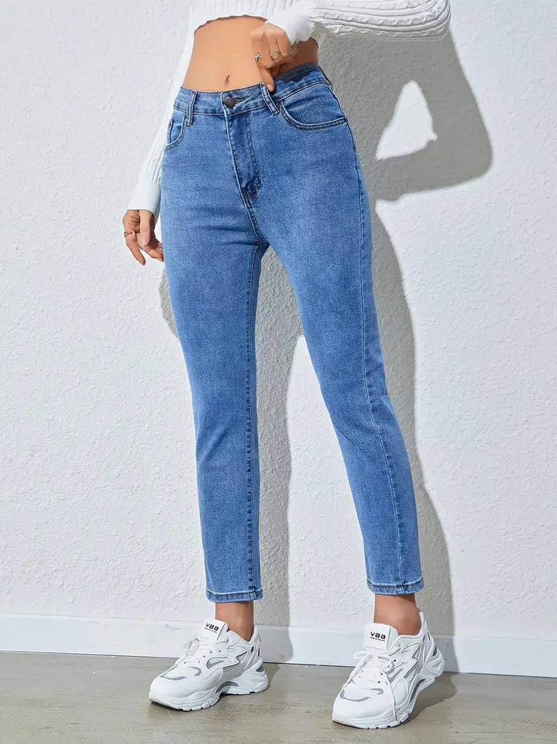 High Rise Stretchy Cropped Skinny Jeans for Women