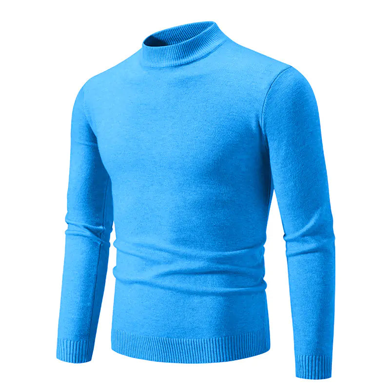 Men's Winter Solid Color Slim Fit Round Neck Sweater