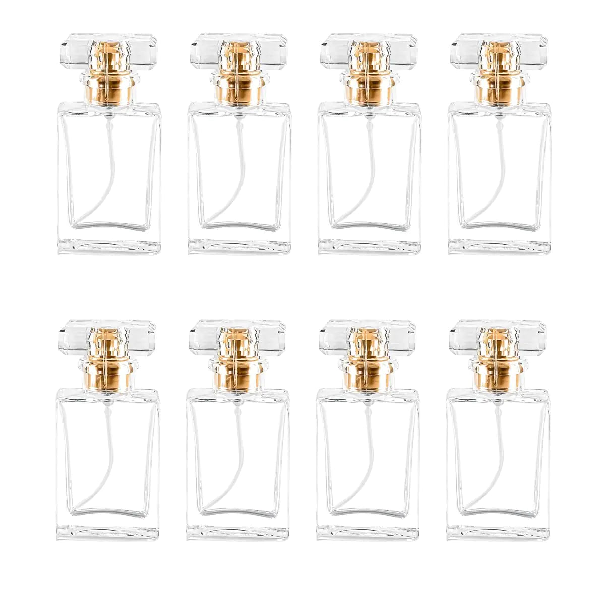 Glass Perfume Bottle Empty Refillable 8Pack Clear Travel Perfume Spray Atomizer Bottle 50ml Perfume Fine Mist Spray Bottle Perfume Bottle Atomizer Container with Spray Applicator (50ml Square Clear