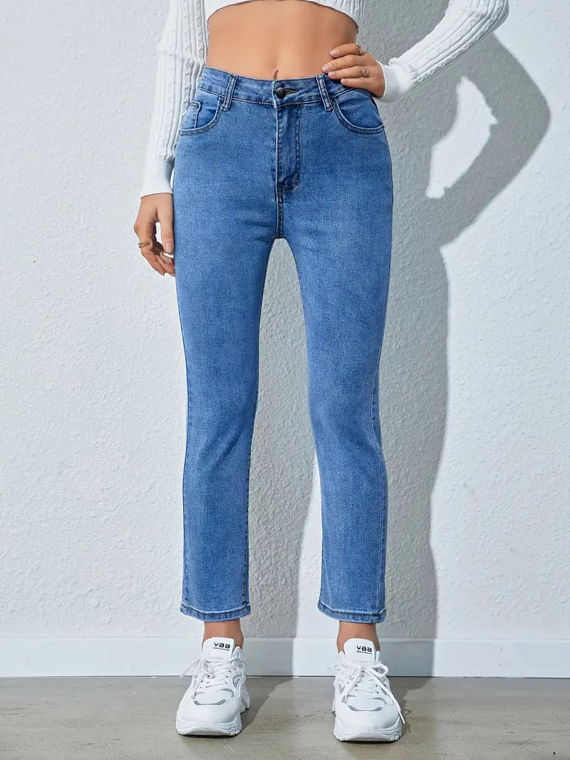 High Rise Stretchy Cropped Skinny Jeans for Women