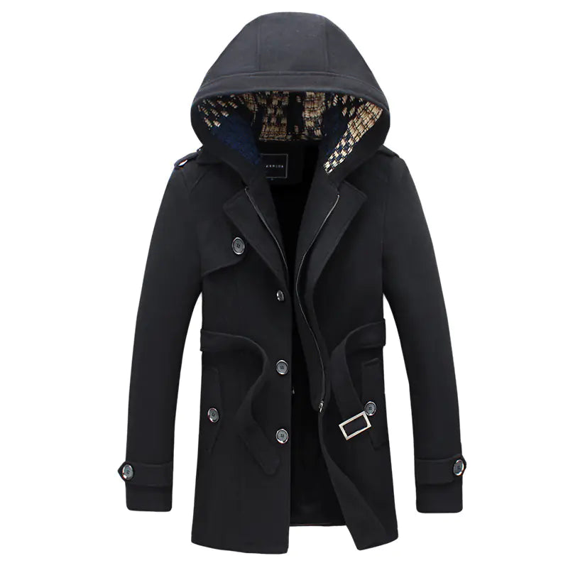 Hooded Men's Short Trench Coat