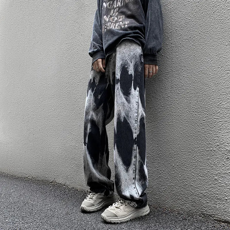Men's High Street Tie-Dye Baggy Straight Denim Pants
