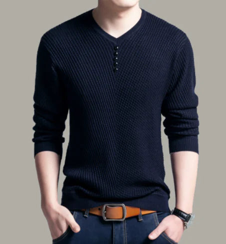 Men's Casual V-Neck Knit Sweater Top (Pullover)