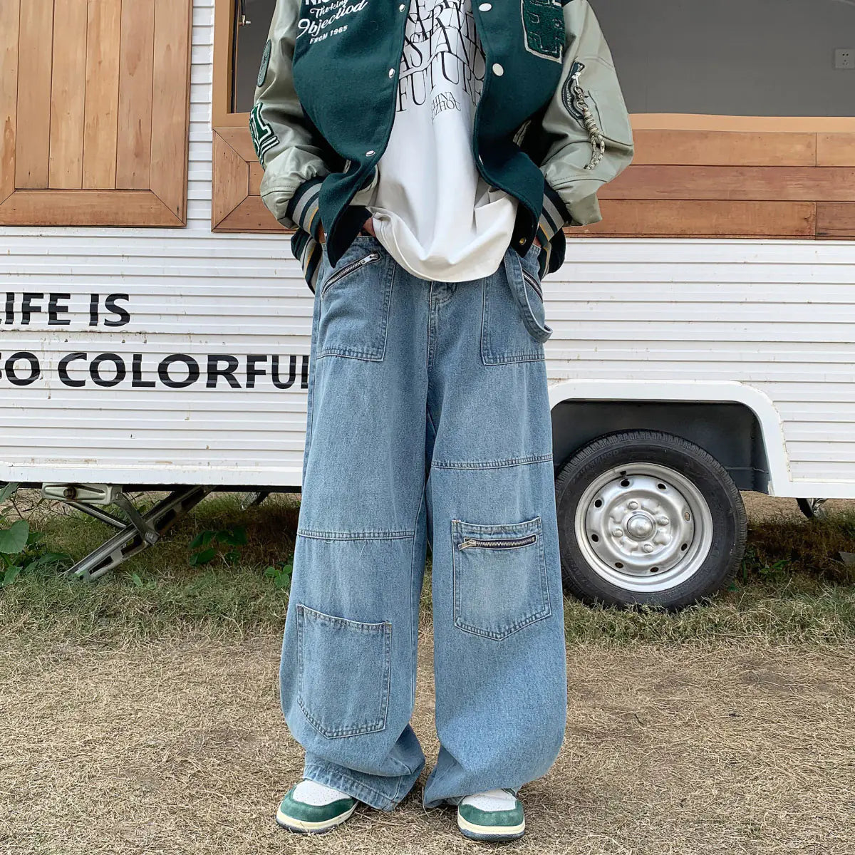 Men's Oversized Baggy Denim Pants in Blue