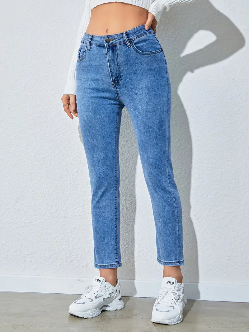 High Rise Stretchy Cropped Skinny Jeans for Women