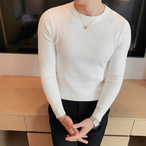 Lightweight Men's Sweater, Round Neck, Slim Fit Knit