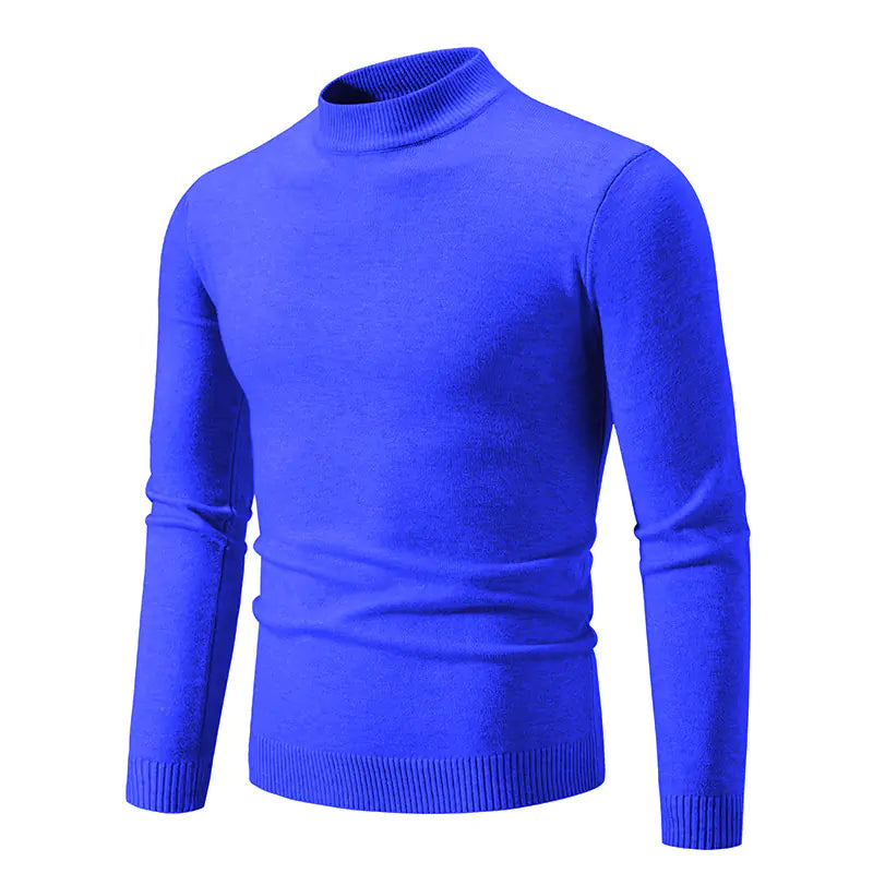 Men's Winter Solid Color Slim Fit Round Neck Sweater