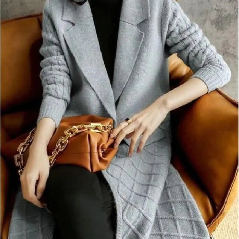 Thickened Solid Color Women's Sweater Coat