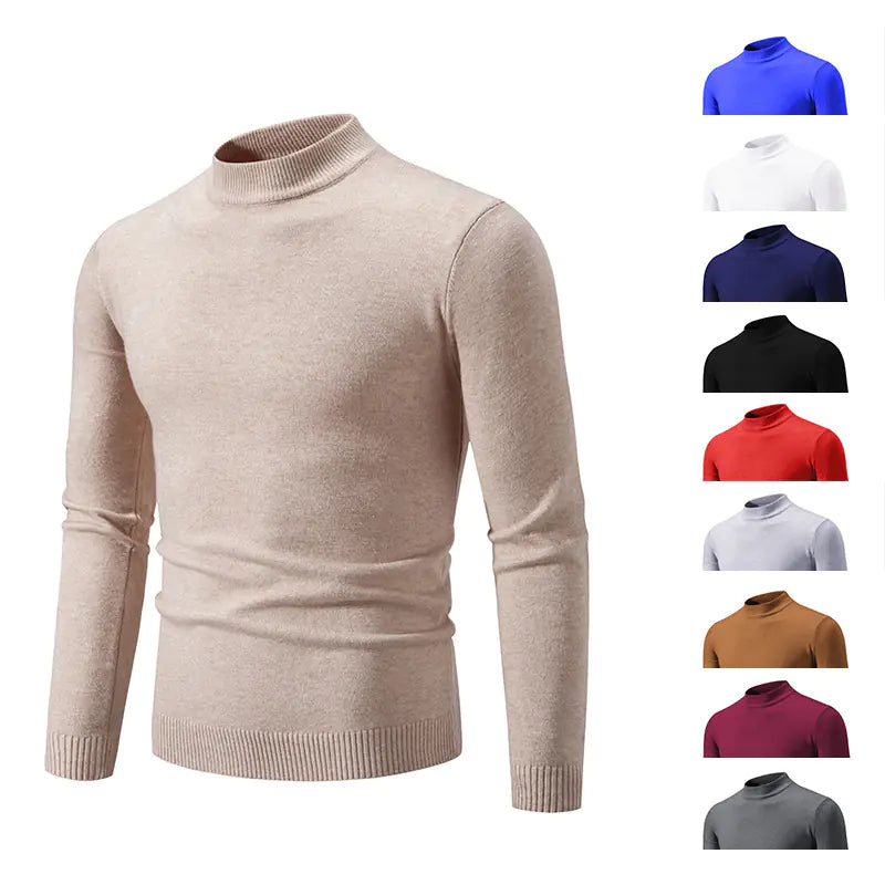 Men's Winter Solid Color Slim Fit Round Neck Sweater