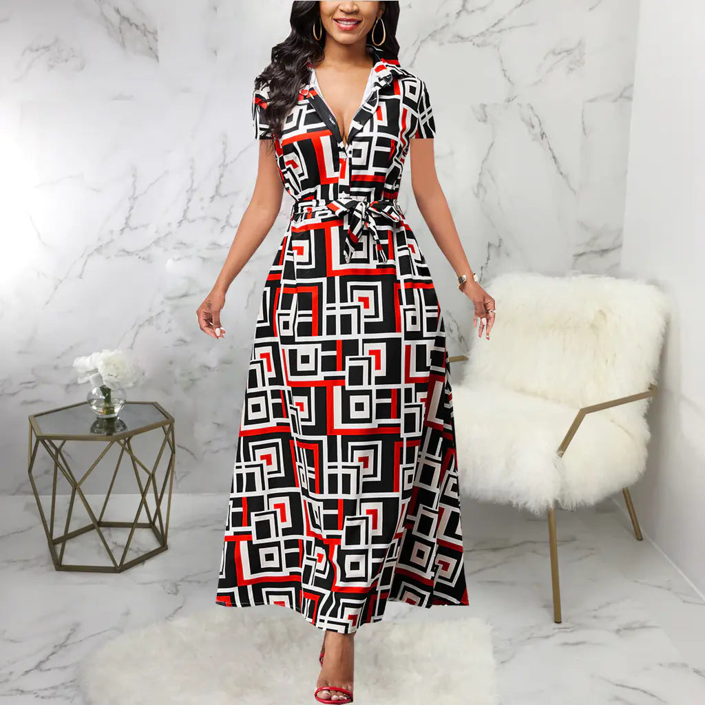 Women's Large Swing Dress with Print Design