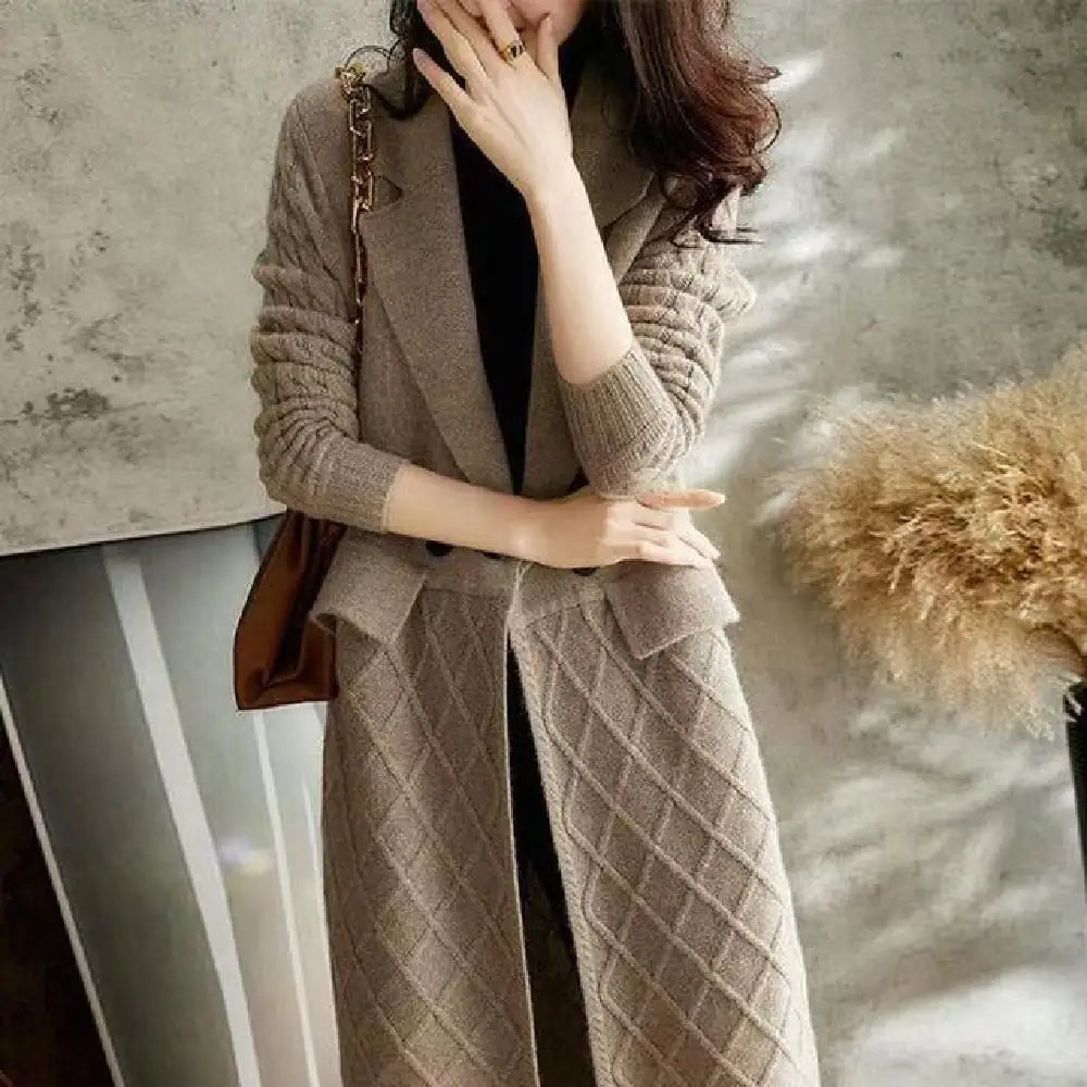 Thickened Solid Color Women's Sweater Coat