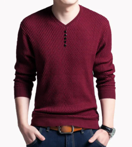 Men's Casual V-Neck Knit Sweater Top (Pullover)